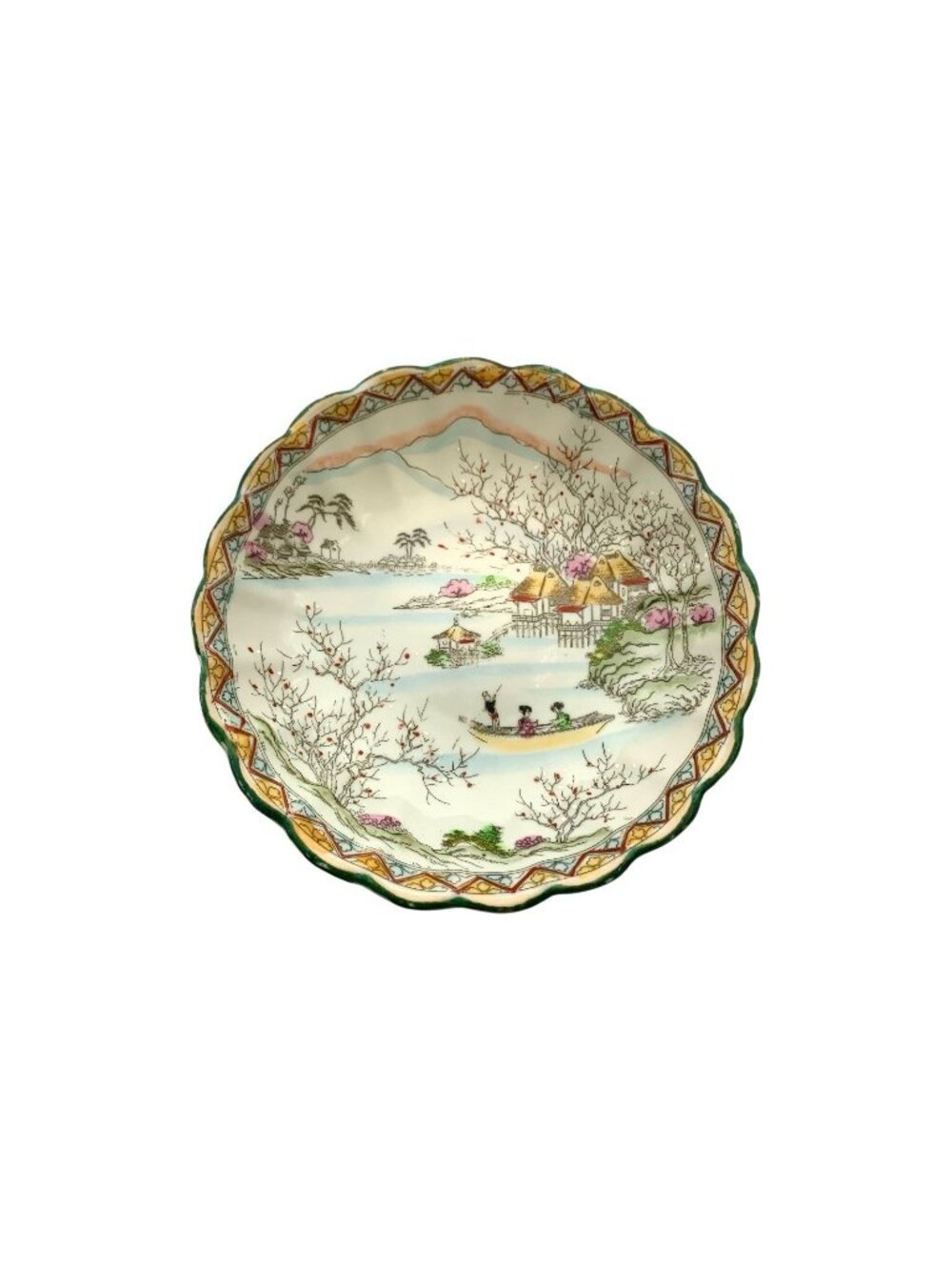 Bowl Fine Porcelain with Hand painted Botanical Scene Vintage Japan Collectible